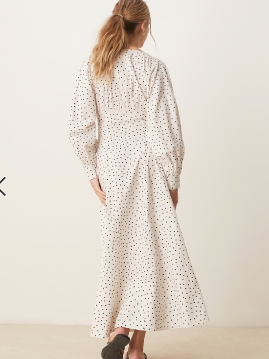 NWT ASOS Deep V Poplin Long Sleeve Polka Dot Maxi Dress - Picture 4 of 4